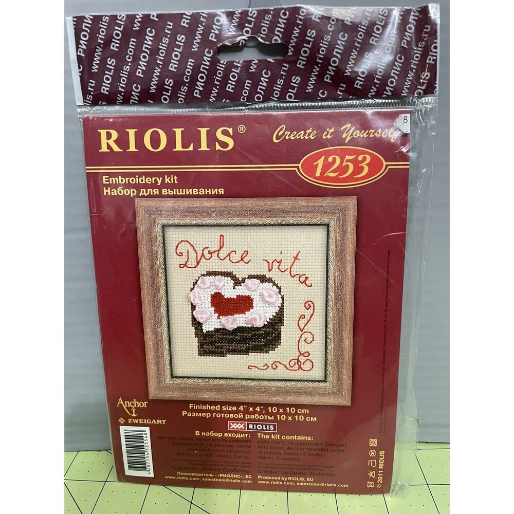 2011 Riolis Dolce Vita 1253 Heart Cake Dessert Cross Stitch Embroidery Kit 4x4in